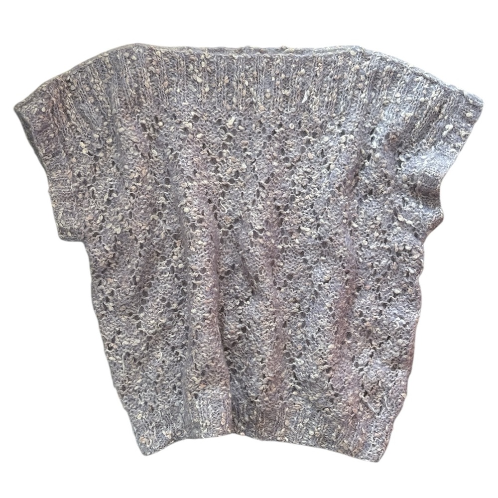 Stunning Lilac Hand Knit Short Sleeve Boat Neck Sweater